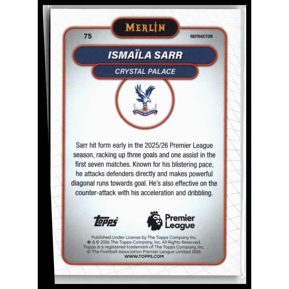 2026 Merlin Premier League #75 Ismaïla Sarr Refractor Crystal Palace